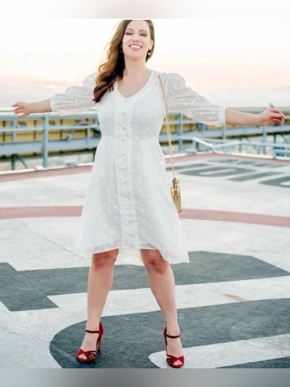 Cabi Midsummer White Dress #5943 Cotton Embroidered Size 8 - Picture 5 of 12